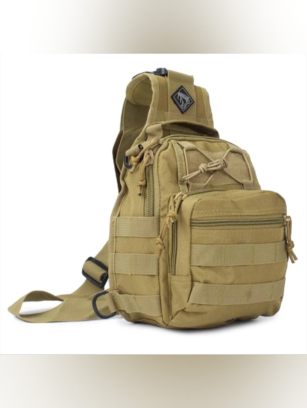 New tan tactical sling pack with holster